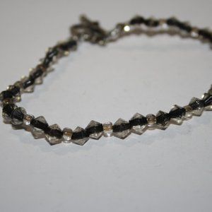 Beautiful black and silver ankle bracelet with toggle clasp 9"